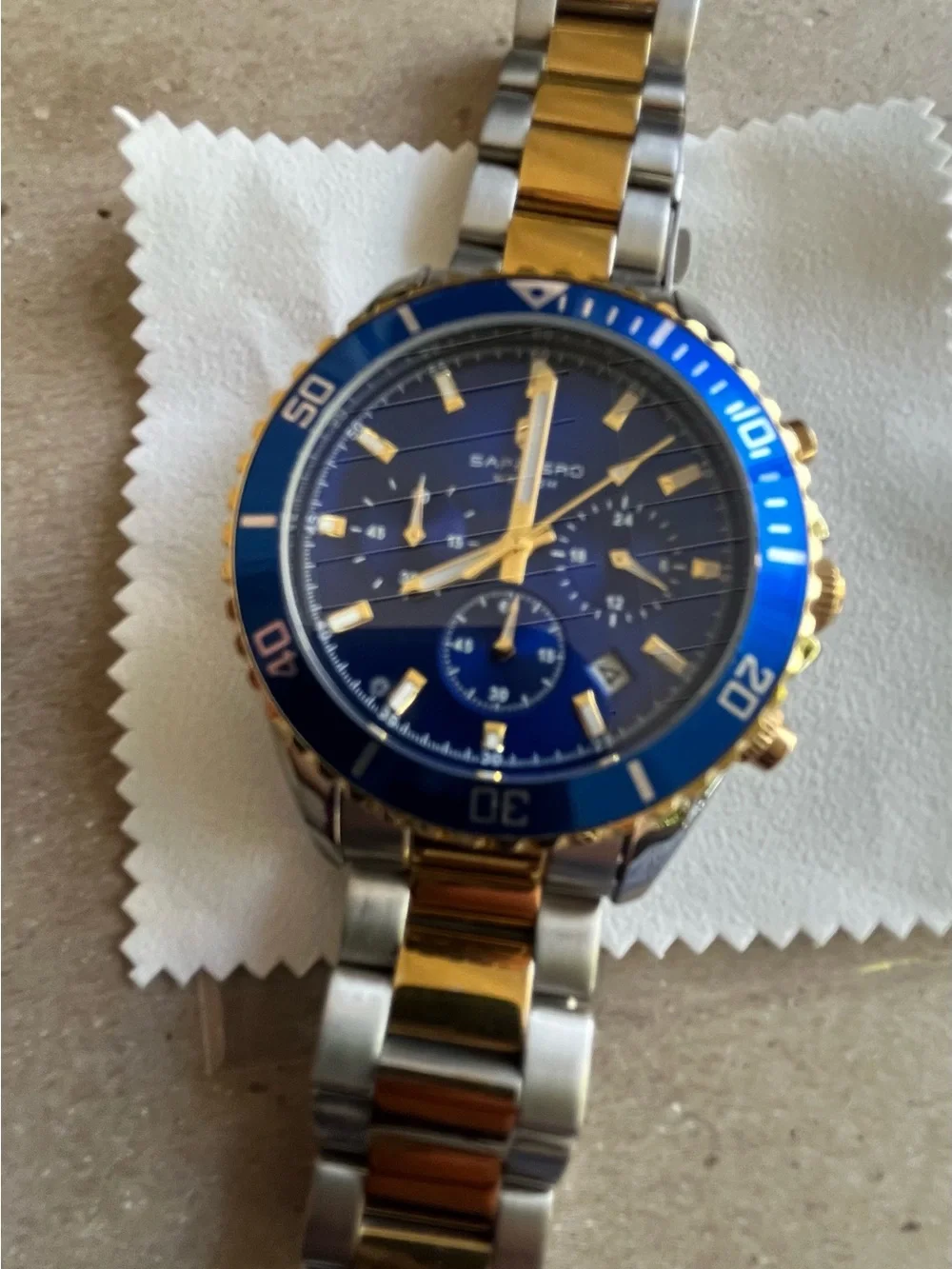 Sapphire Blue & Gold Chronograph Dive Watch